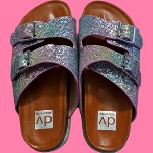 Dolce Vita Cillean Double Strap Glitter Slide Sandals Big Girl's 4